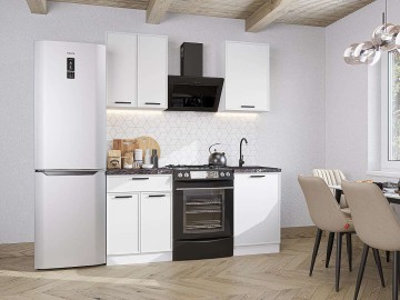 Кухонный гарнитур Фрейм-07, МДФ, 110 см, Белый шелк