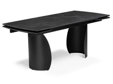 Готланд 160(220)х90х79 черный мрамор / черный Керамический стол
