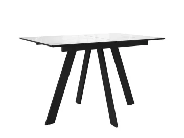 Стол DikLine DKD140 керамика 140(180)х80, Carrara Gloss (мрамор глянец белый), опоры черные (2уп.)