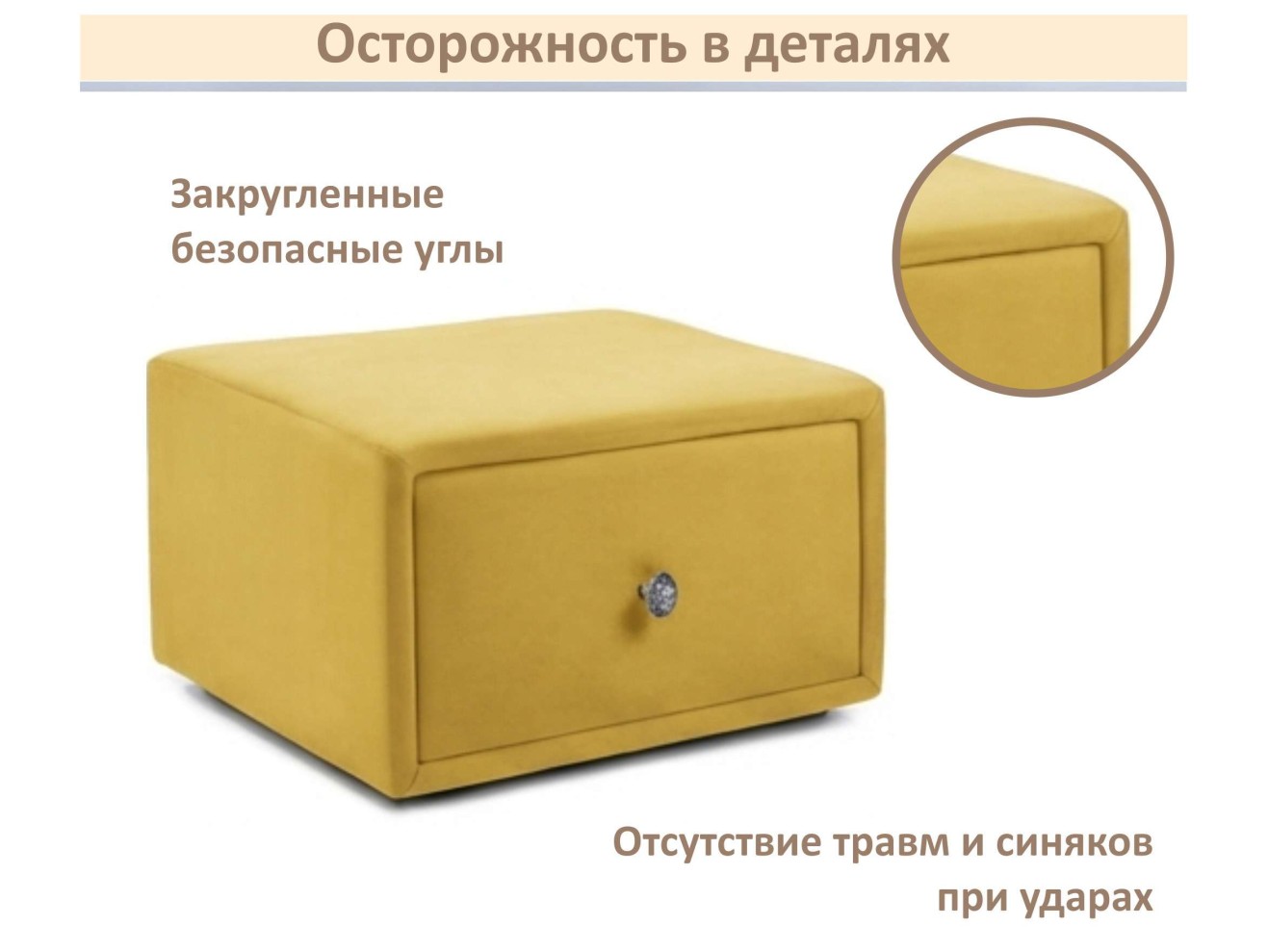Мягкая прикроватная навесная тумба Mild желтая