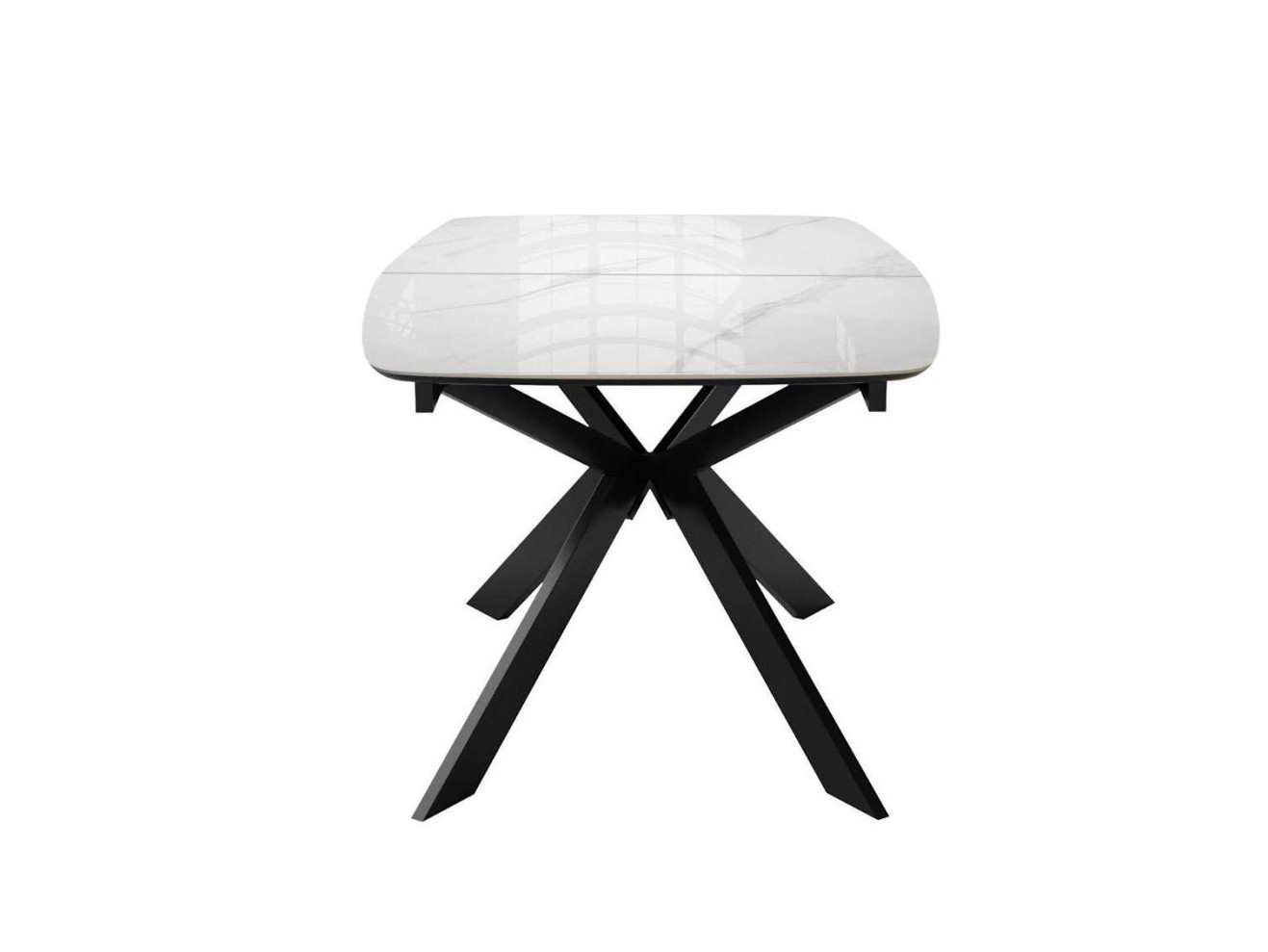 Стол DikLine BK140 керамика Carrara Gloss (мрамор глянец белый), подстолье черное, опоры черные