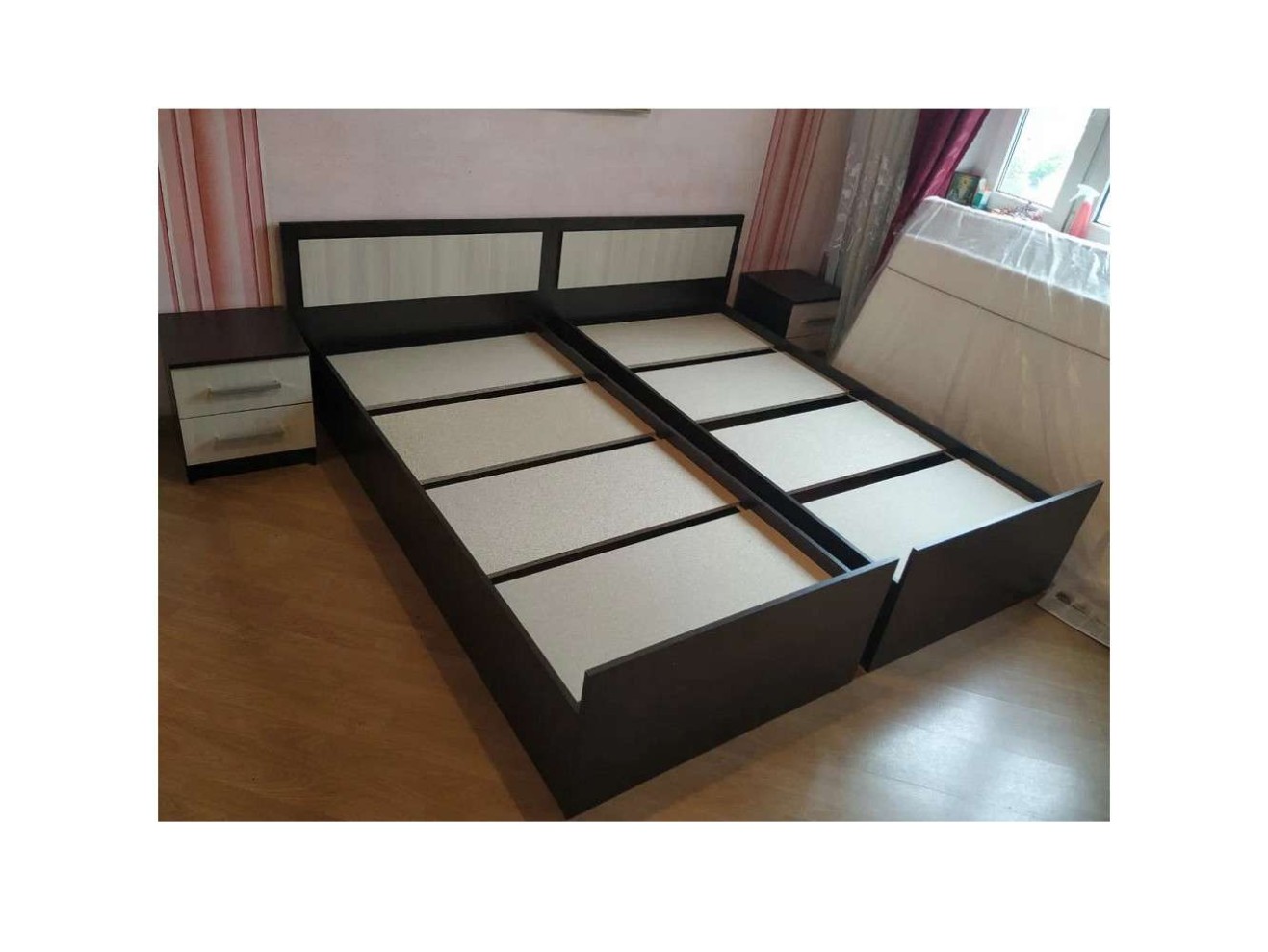 Кровать 90х200 с проложками ДСП Фиеста LIGHT, венге / лоредо