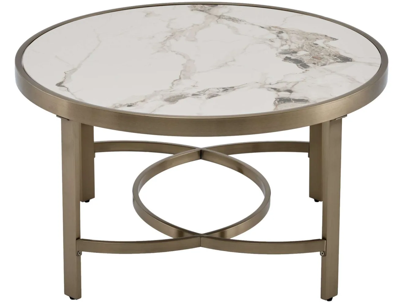 Стол журнальный STOOL GROUP Адриана 80*80 Светлая керамика, сталь шампан арт. 1568363