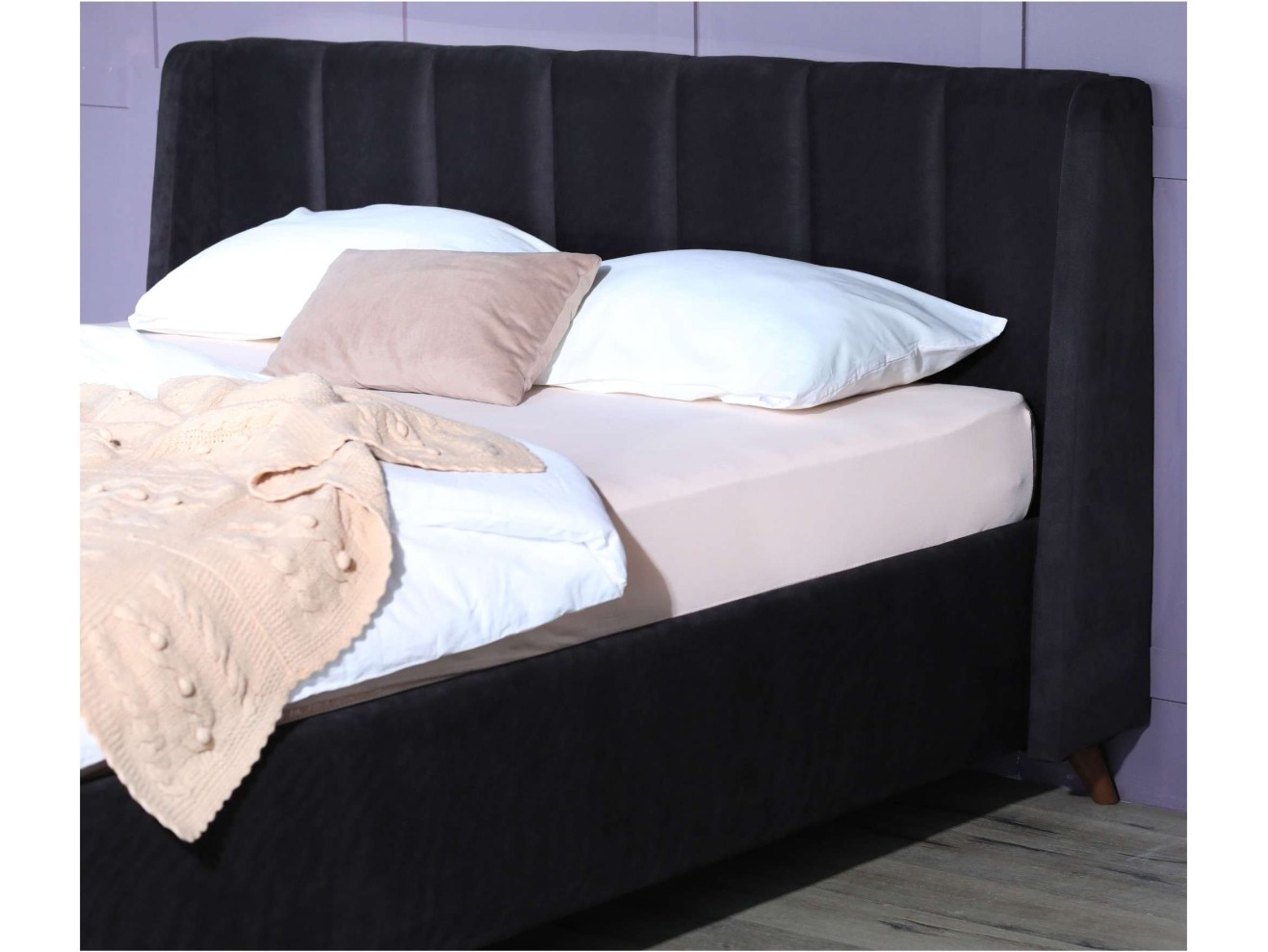 Мягкая кровать Betsi 1600 темная с подъемным механизмом и матрасом PROMO B COCOS арт. 658743