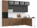 Кухня Оливия NEW 3,0х1,8/1080м (490), компоновка №4, Белый/Экзотическое дерево Амазония арт. 1533713