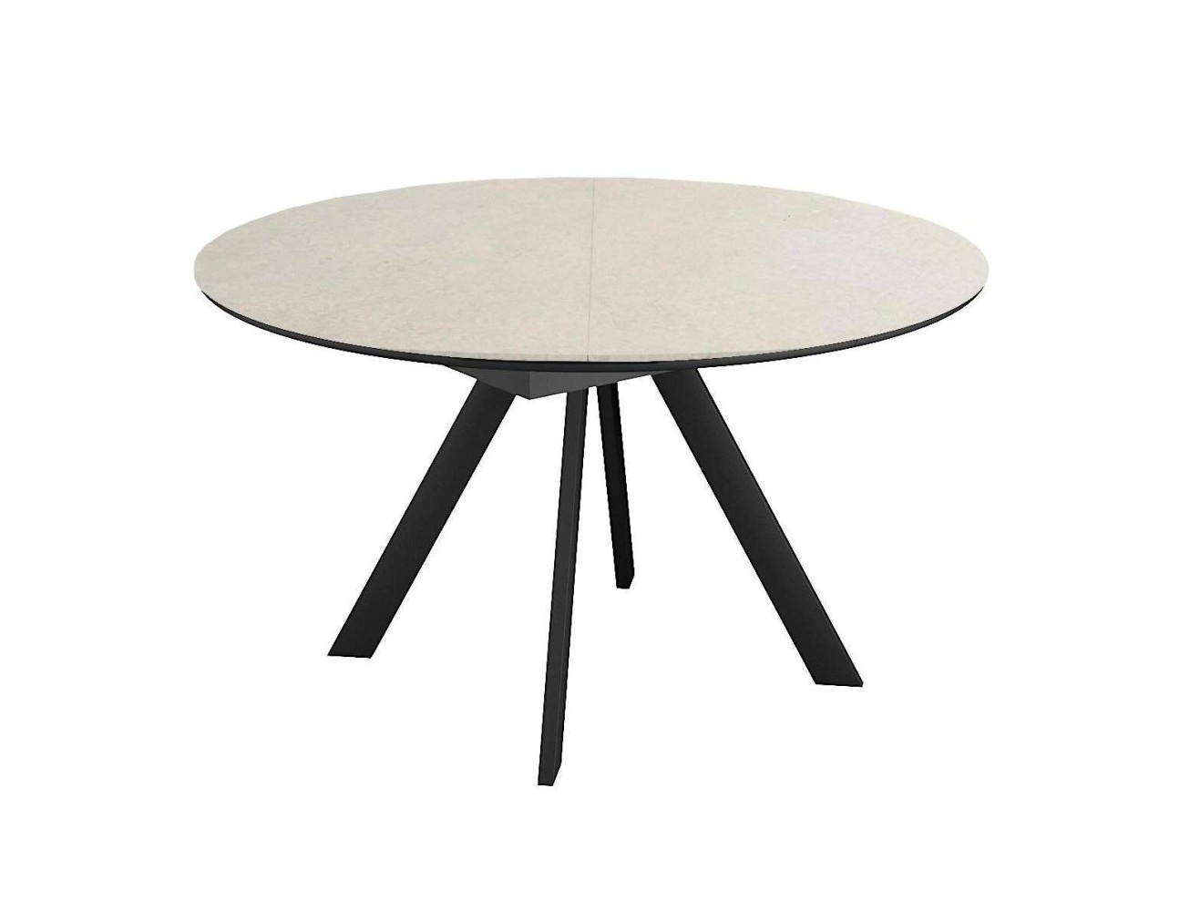 Стол DikLine SKC120 d1200 Керамика Krater Perla (бежевый матовый)/подстолье черное/опоры черные