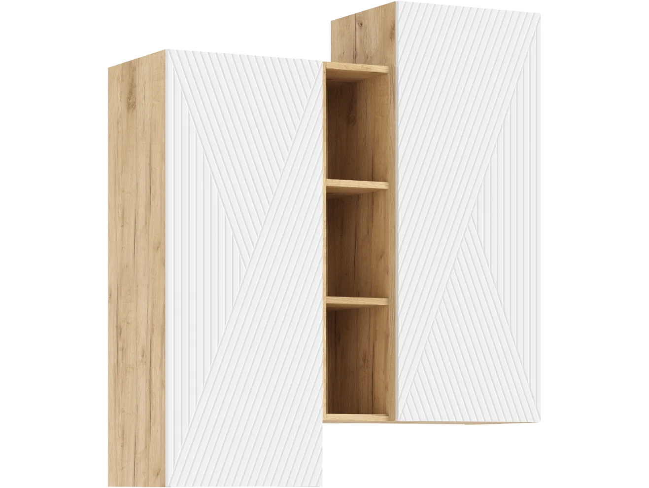 Флэш Шкаф подвесной комбинированный (Браш Вайт, Дуб Крафт) арт. 1227331