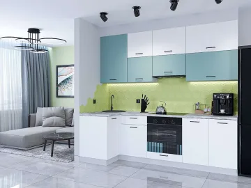 Кухня Флэт-04 Grey-green In 2S/White In 2S