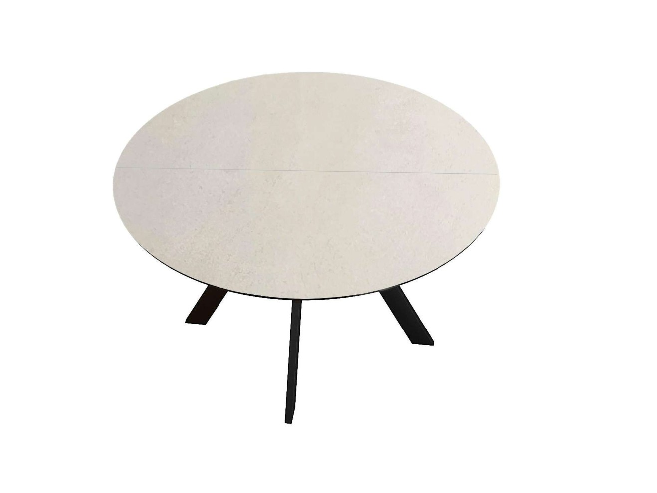 Стол DikLine SKC120 d1200 Керамика Krater Perla (бежевый матовый)/подстолье черное/опоры черные