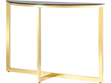 Консоль Stool Group АЛЬБА 115х30 Стекло черное/Сталь золото