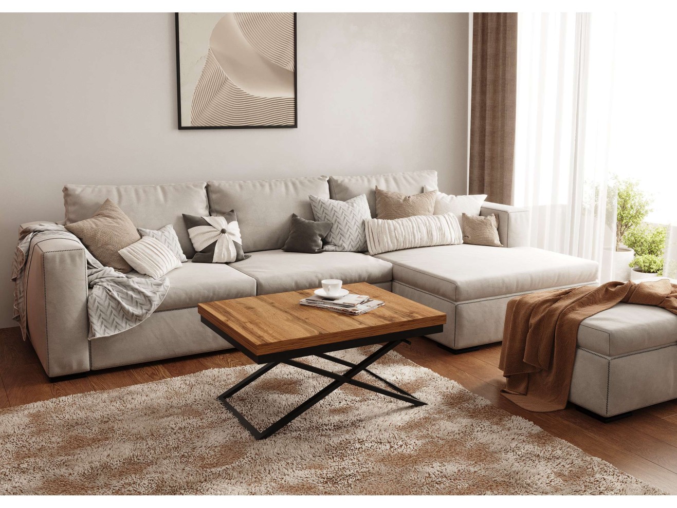 Стол трансформер Орфей 1, чёрный/дуб вотан арт. 1185233