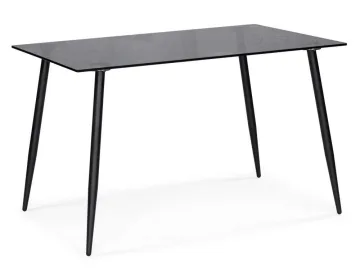 Smoke 120х80х75 clear gray / black Стол стеклянный