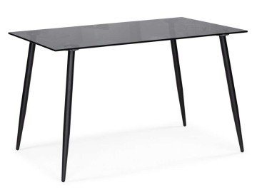Smoke 120х80х75 clear gray / black Стол стеклянный