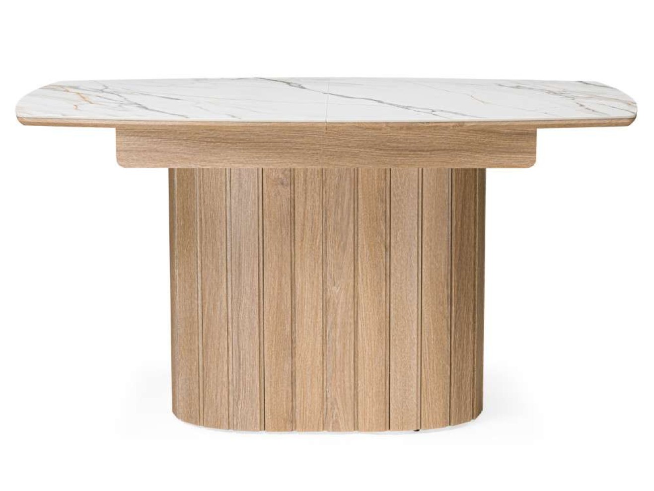 Люмен 140(180)х80 белый с прожилками gilt white / дуб американский Керамический стол