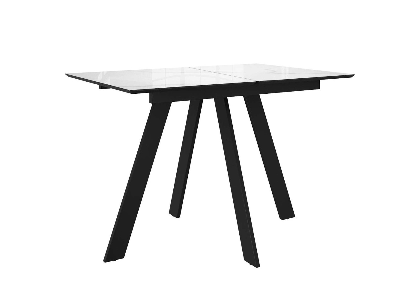 Стол DikLine DKD120 керамика 120(160)х80, Carrara Gloss (мрамор глянец белый), опоры черные (2уп.) арт. 1530997