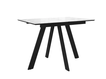 Стол DikLine DKD120 керамика 120(160)х80, Carrara Gloss (мрамор глянец белый), опоры черные (2уп.)