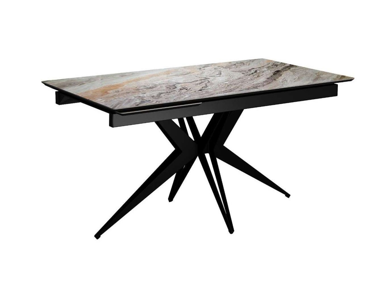Стол DikLine DKS140 керамика Venetian Brown Light глянец, подстолье черное, опоры черные (2уп.)