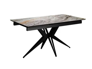Стол DikLine DKS140 керамика Venetian Brown Light глянец, подстолье черное, опоры черные (2уп.)