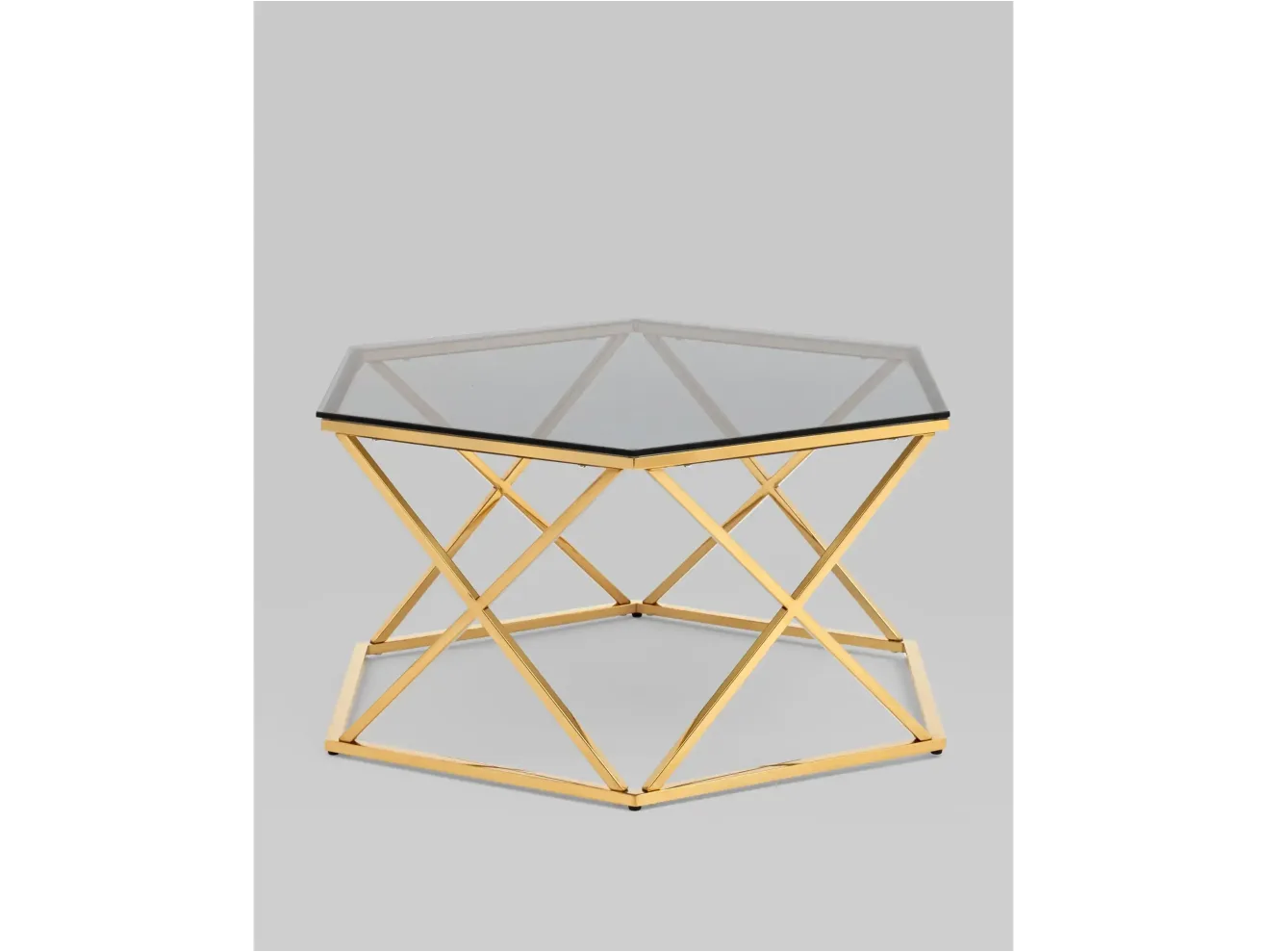Журнальный столик STOOL GROUP Круз 93*80 Стекло smoke/Сталь золото арт. 1599899