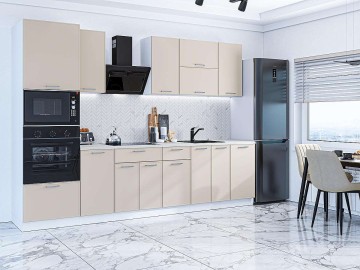 Кухонный гарнитур Квадро-01, МДФ, 300 см, Кашемир
