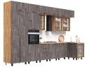 Кухня Рио NEW (металл) 3,8х1,2/1080м (490), компоновка №7, Крафт золотой/Железный камень арт. 1579835