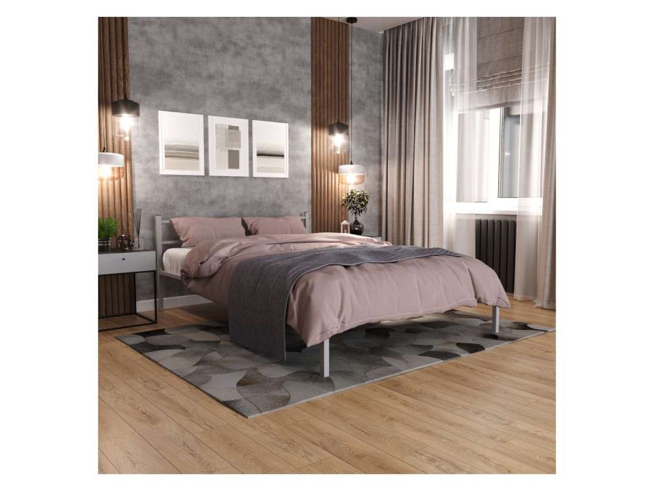 Фади 140х200 серая Кровать