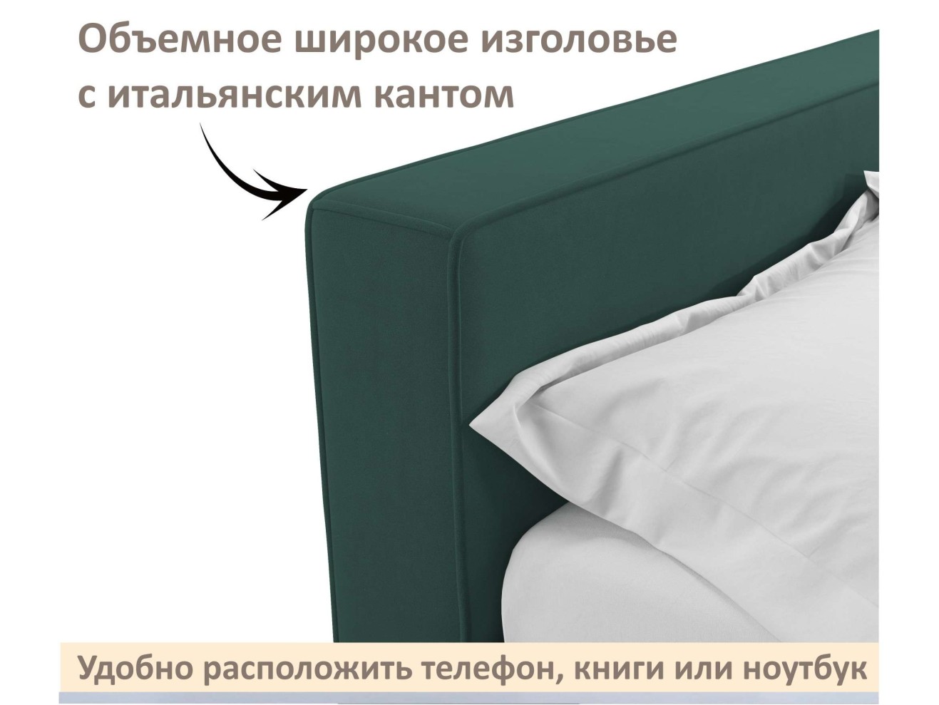 Мягкая кровать Skandi 1600 изумруд с подъемным механизмом