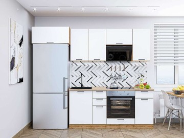 Кухонный гарнитур Флэт-01, ЛДСП, 260 см, Белый