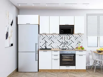 Кухонный гарнитур Флэт-01, ЛДСП, 260 см, Белый