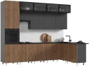 Кухня Оливия NEW 3,0х1,8/1080м (490), компоновка №4, Графит софт/Экзотическое дерево Амазония арт. 1533711