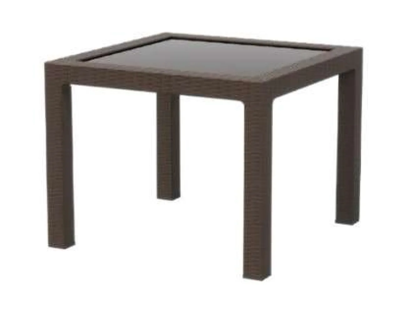 Стол пластиковый RATTAN 95x95см квадратный со стеклом (коричневый) арт. 1596509