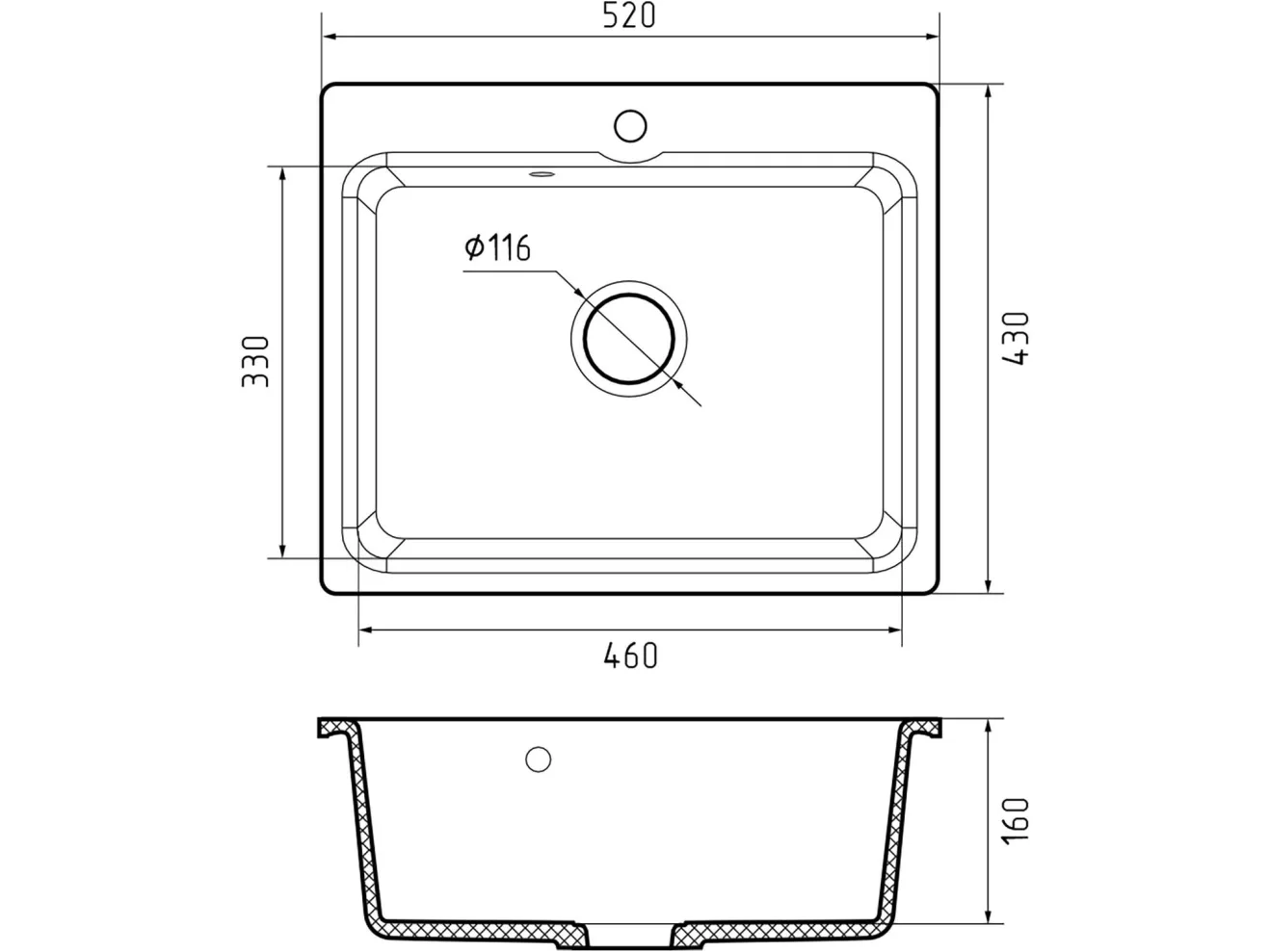 Мойка 520 GF-Smart 520 1-чаш 520*430 песочный арт. 1265989