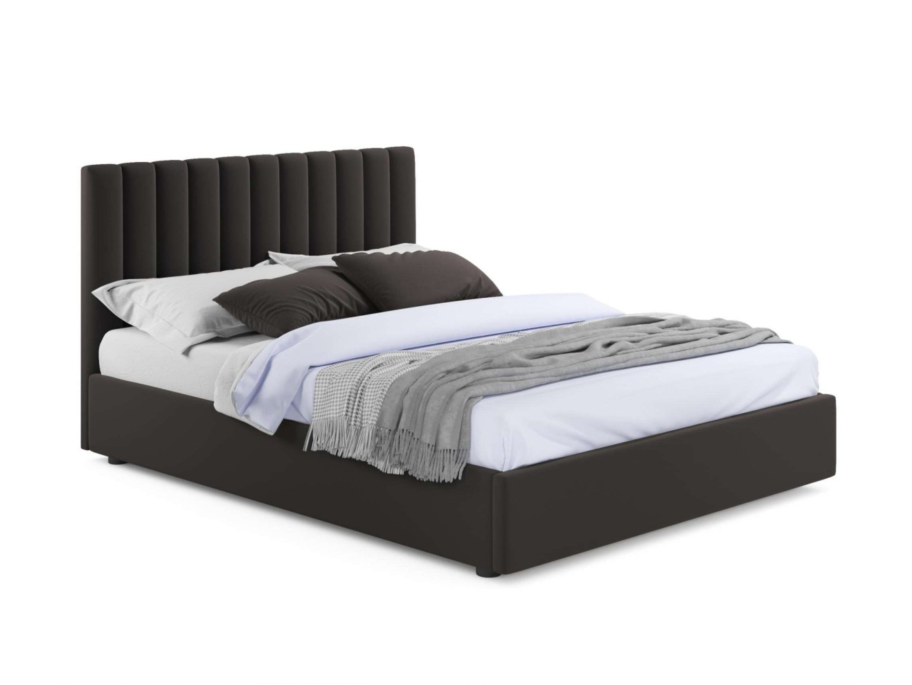 Мягкая кровать Olivia 1600 шоколад с ортопедическим основанием