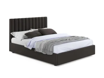 Мягкая кровать Olivia 1600 шоколад с ортопедическим основанием