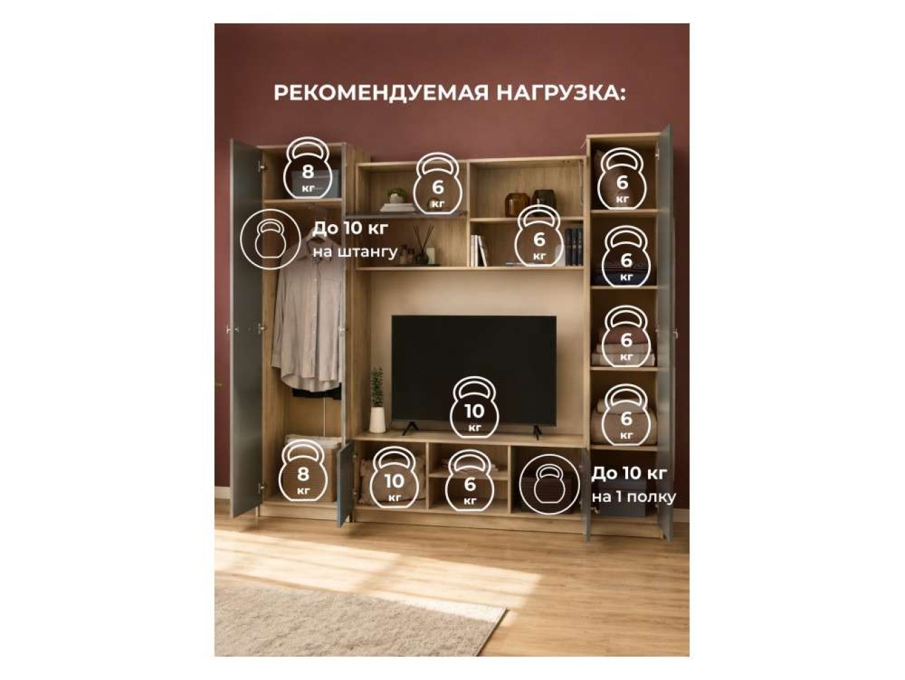 Бертелена дуб крафт серый / серый графит Готовая гостиная арт. 1326203