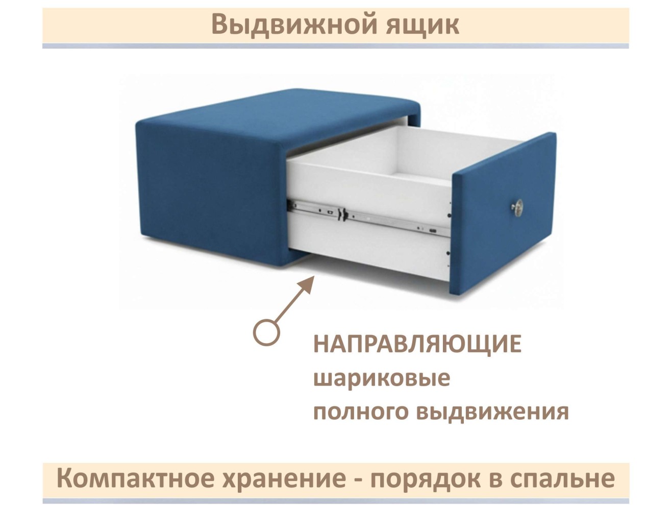 Мягкая прикроватная навесная тумба Mild синяя