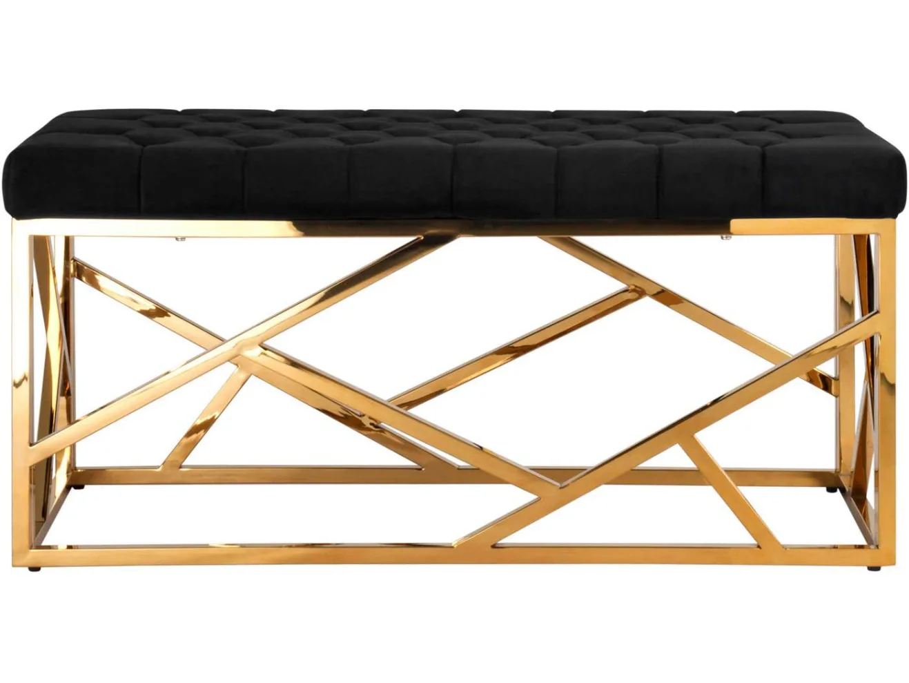 Банкетка-скамейка Stool Group АРТ ДЕКО Вельвет черный/Сталь золото  Mebel арт. 1580599
