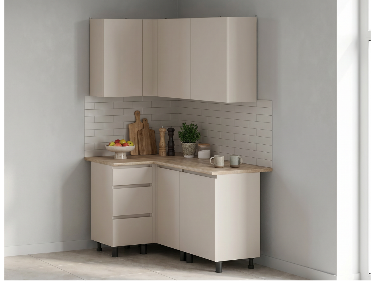 Модульная кухня Рица (со столешницей, сонома). Композиция 6 арт. 1586465