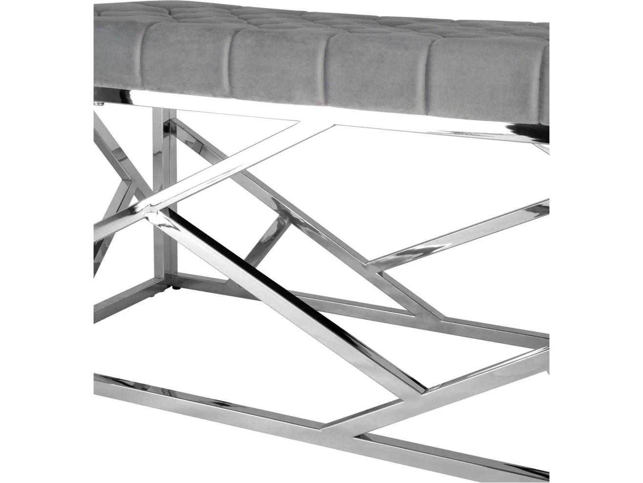 Банкетка-скамейка Stool Group АРТ ДЕКО Вельвет серый/Сталь серебро  Mebel арт. 1599015