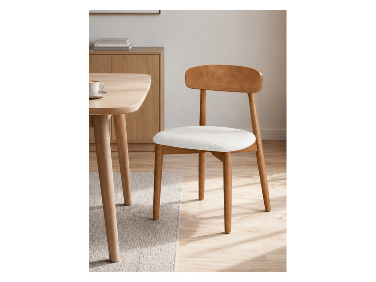 Okava 1 бежевая рогожка / орех Стул деревянный