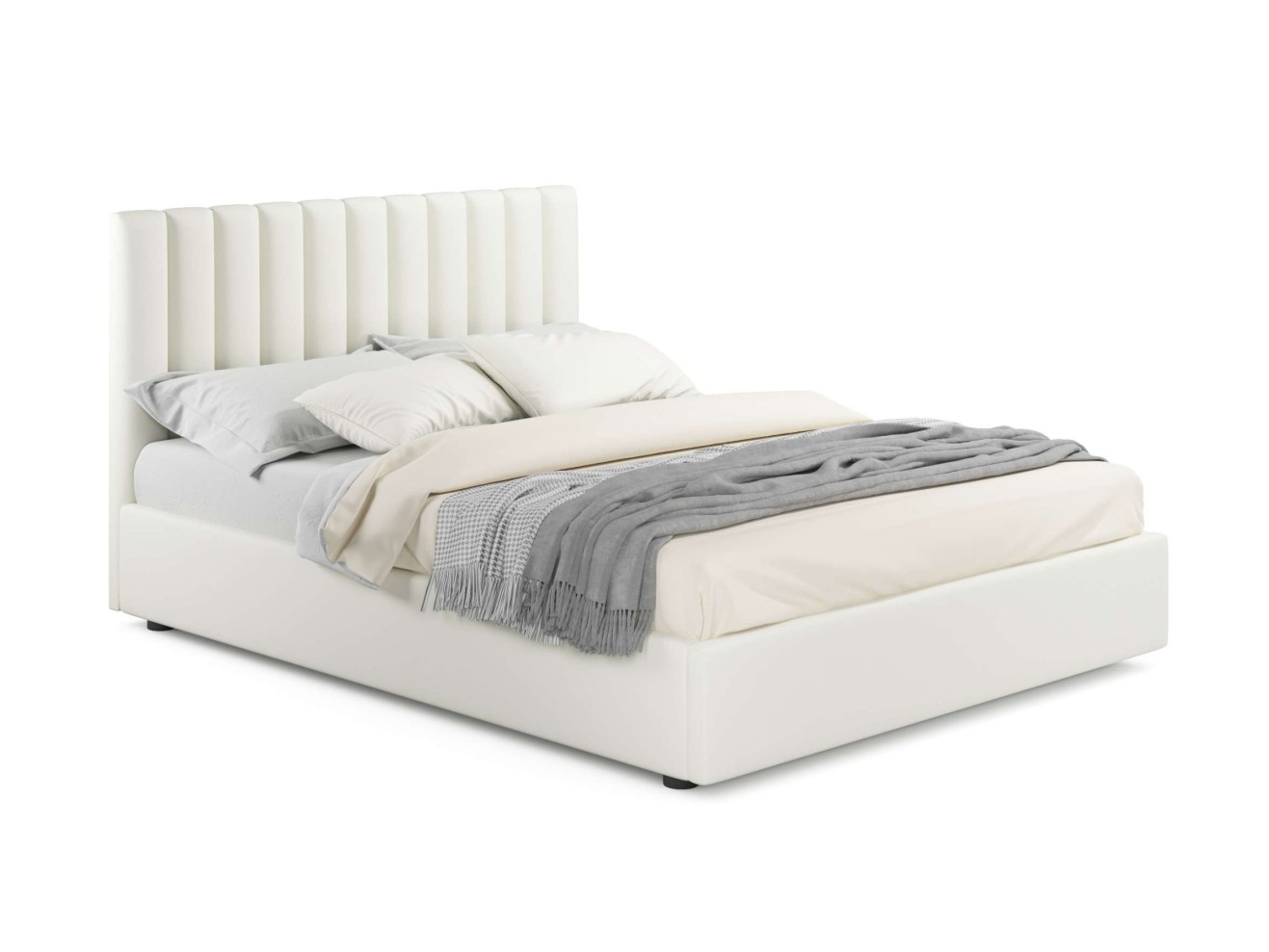 Мягкая кровать с тумбами Olivia 1600 беж с подъемным механизмом
