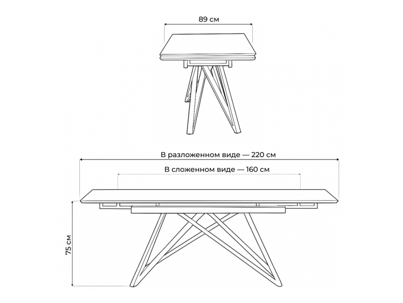 Вилсон 160(220)х89 белый gilt white / черный Керамический стол арт. 1151399