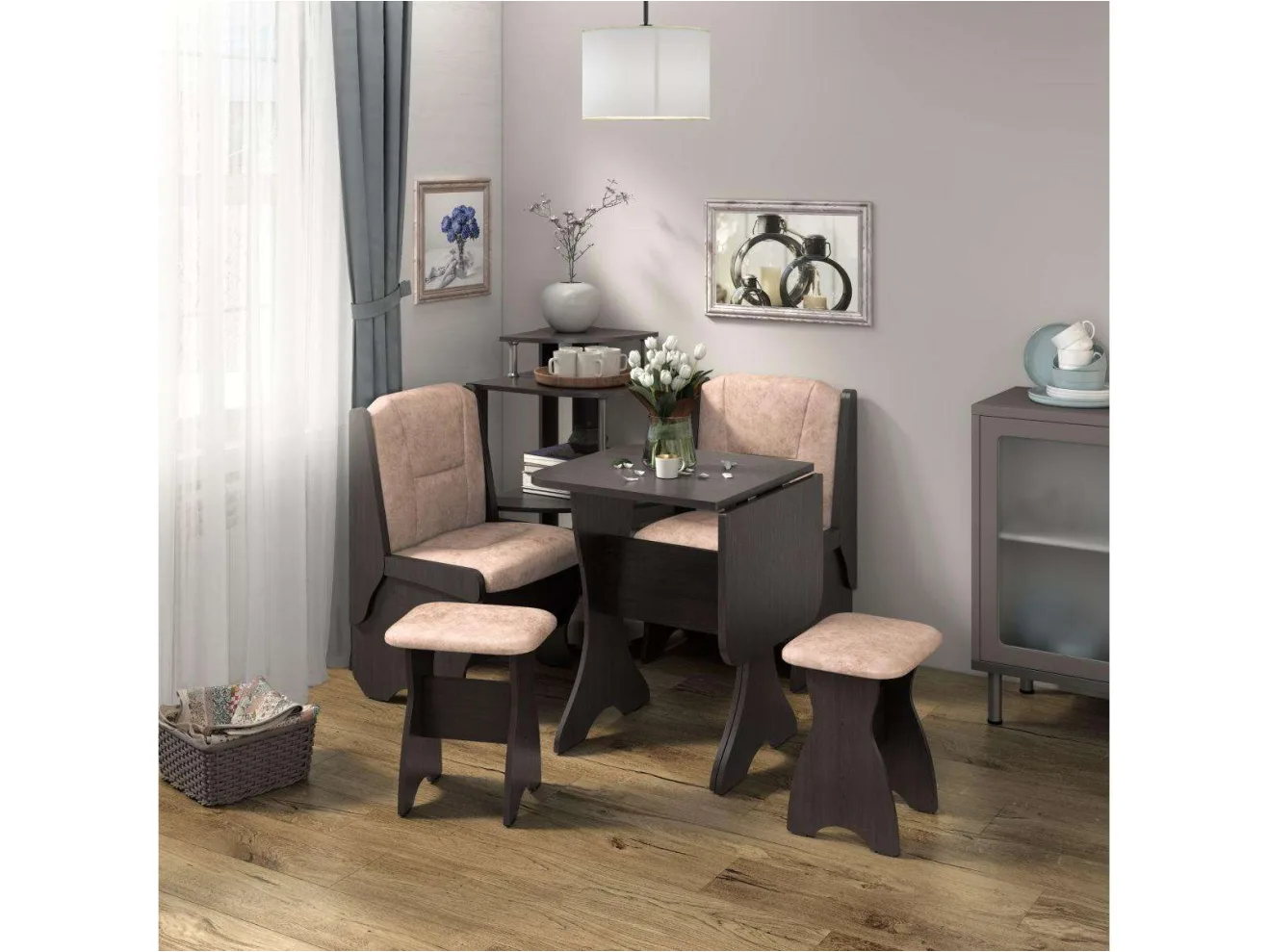 Скамья Лотос 550 / Венге / Велюр Латте арт. 1149687