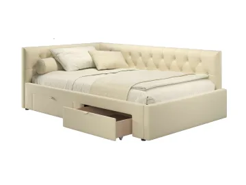 Мягкая кровать-тахта Afelia 1200 бежевая с ящиками