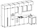 Кухня Рио NEW (металл) 3,8х1,2/1080м (490), компоновка №7, Крафт золотой/Шелковый камень арт. 1579837