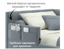 Односпальная кровать-тахта Bonna 900 с защитным бортиком серая и подъемным механизмом