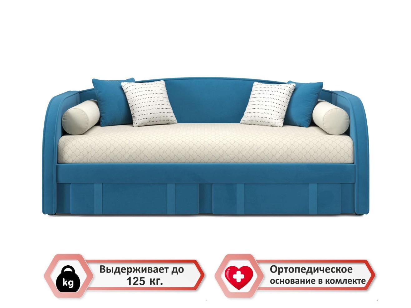 Мягкая кровать Elda 900 синяя с ортопедическим основанием