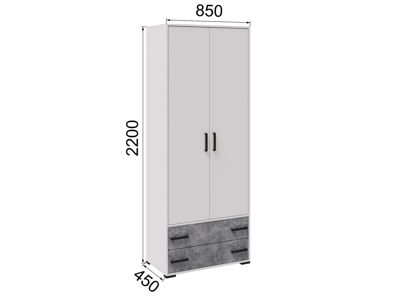 Шкаф 2-х створчатый Лючия 850 арт. Цб-00010501