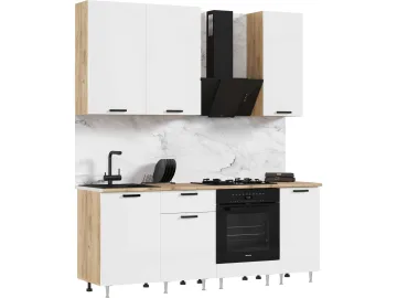 Кухня Рио NEW ЛДСП 2,0/900м (490) Компановка №2 Белый глянец, Дуб Крафт