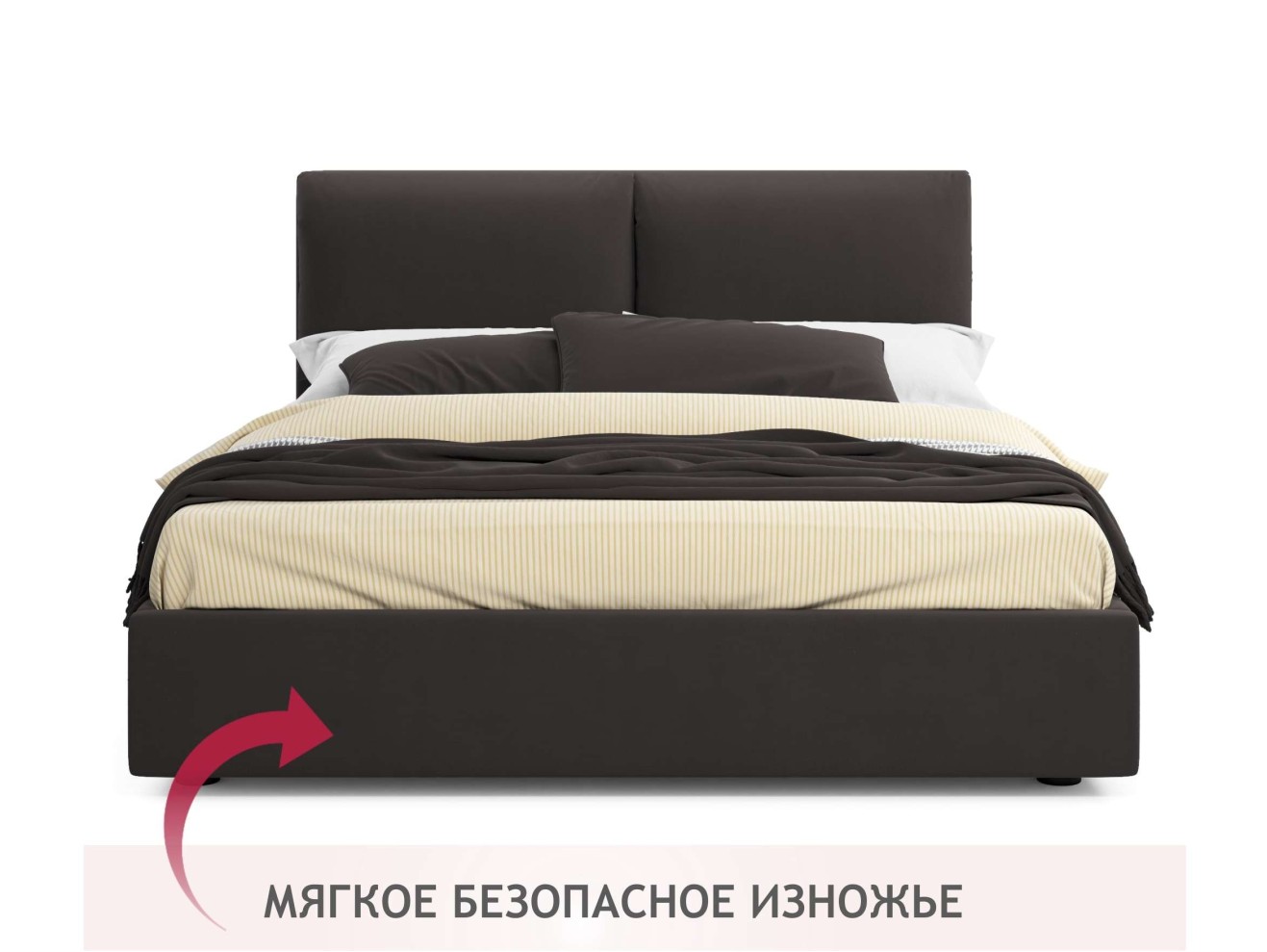 Мягкая кровать Vita 1600 шоколад с подъемным механизмом